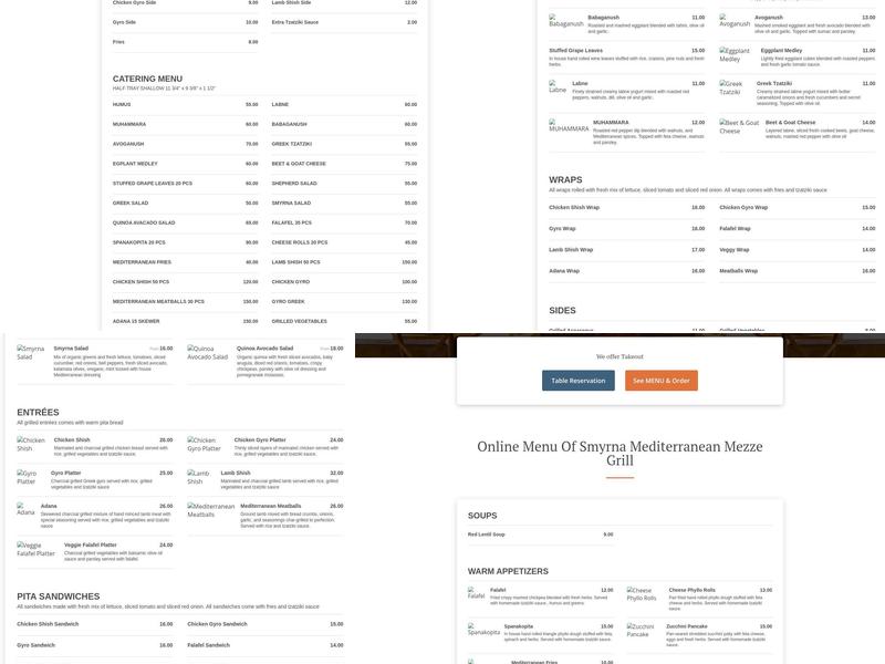 Smyrna Mediterranean Mezze Grill Menu