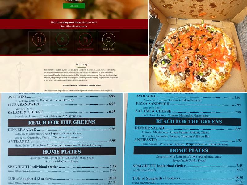 Lamppost Pizza Menu