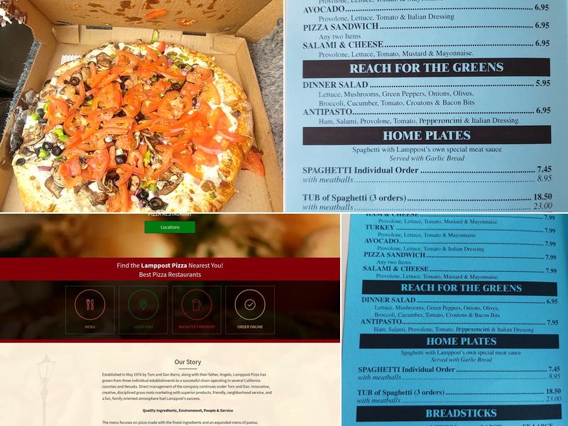 Lamppost Pizza Menu