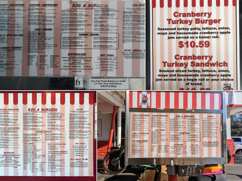 Big A Rootbeer Drive In Menu