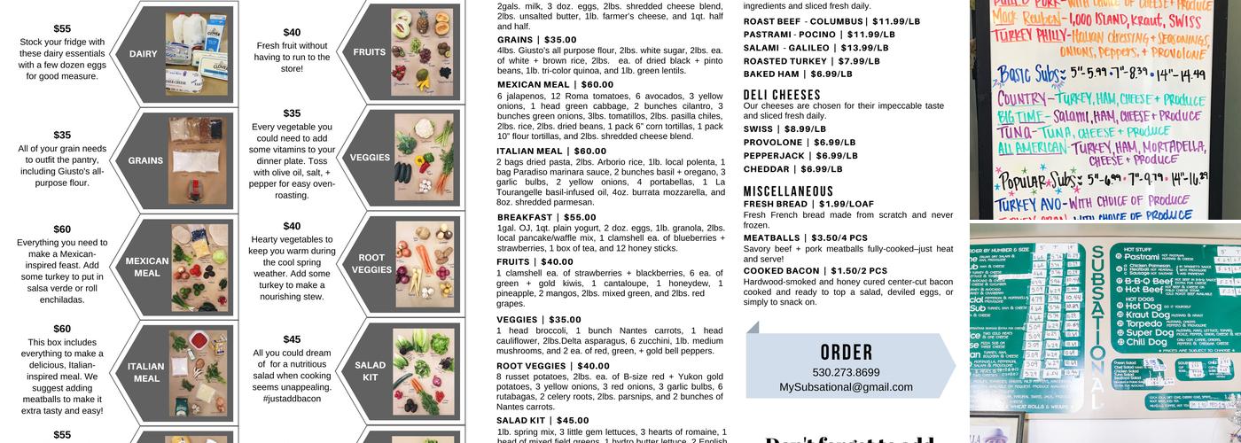 Spark's Subsational Subs Menu