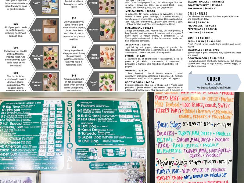 Spark's Subsational Subs Menu