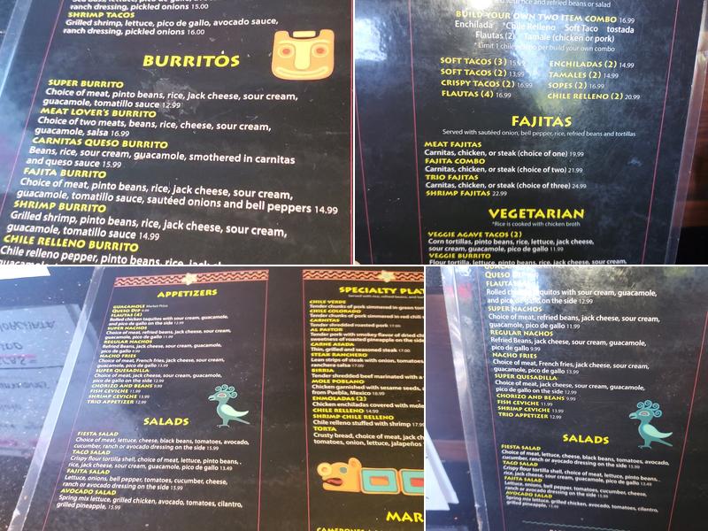Mayas Authentic Mexican Food Menu