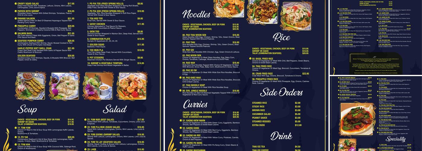 Taste of Thai Menu