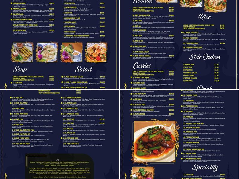 Taste of Thai Menu