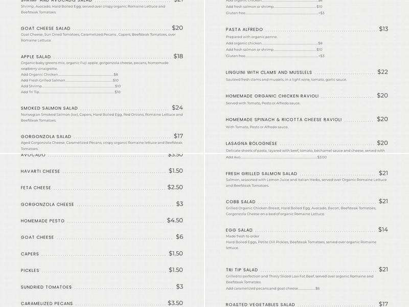 Sergio's Caffè Menu