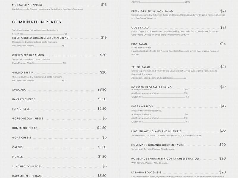 Sergio's Caffè Menu