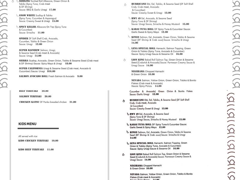 Aozora Sushi Menu
