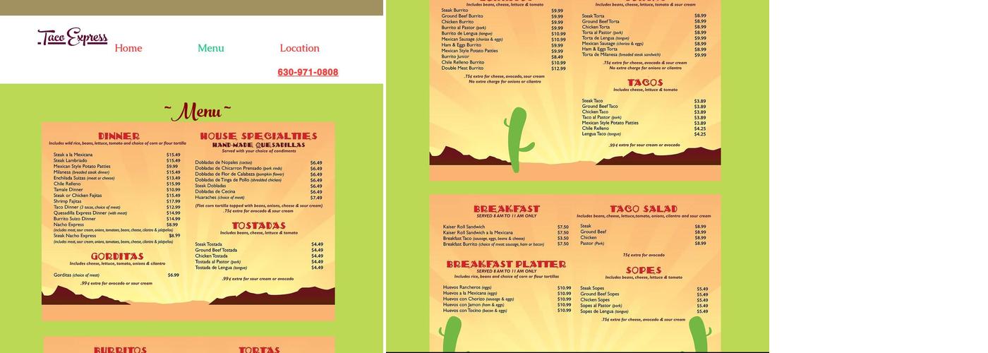 Taco Express Menu
