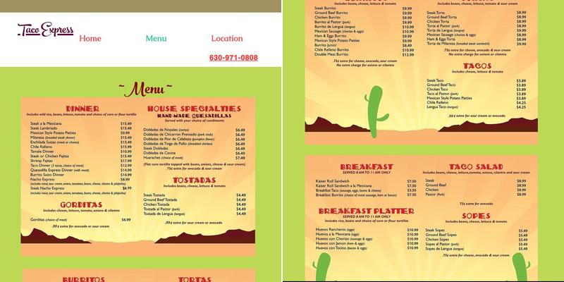 Taco Express Menu