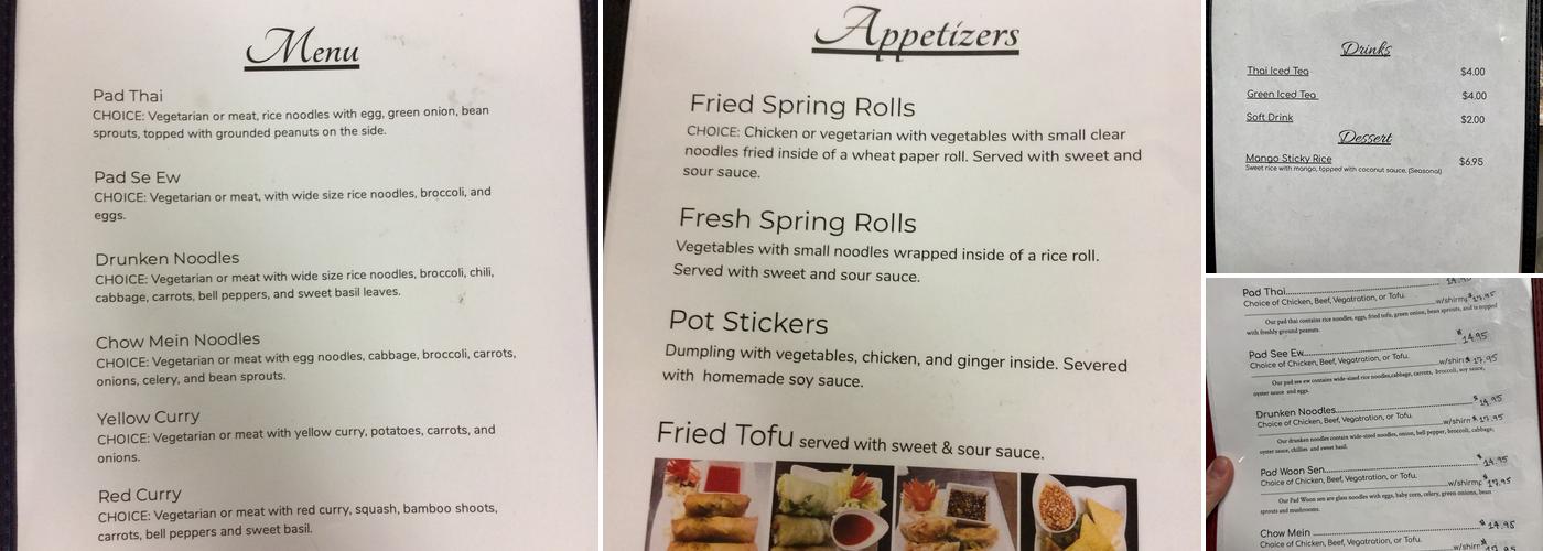 Moi's Thai Café Menu