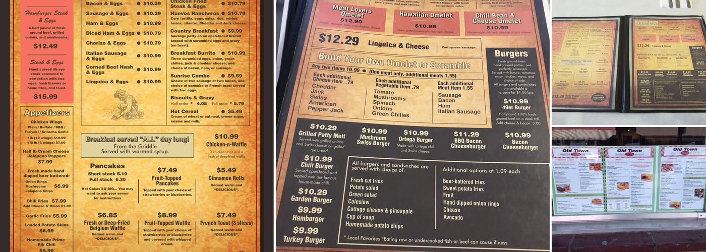 Old Town Cafe Menu