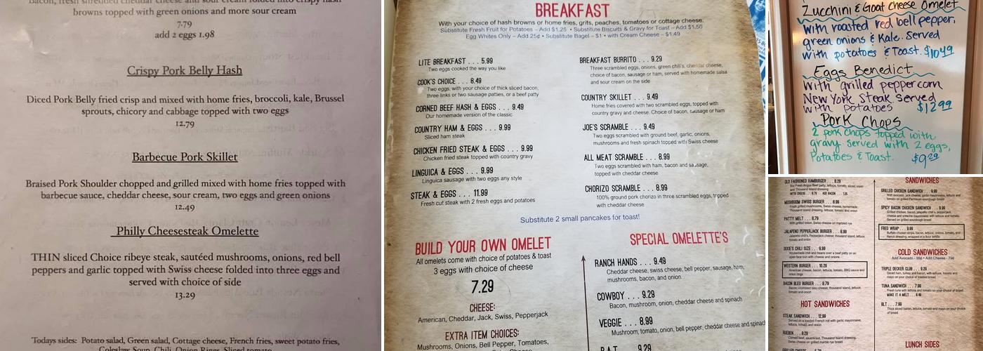 Charlie's Cafe Menu