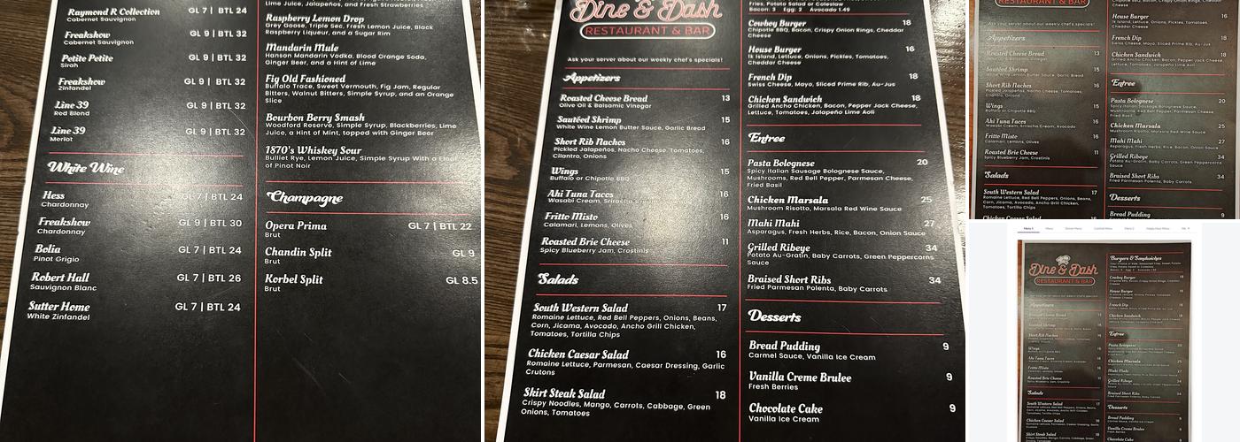 Dine n Dash Restaurant & Bar - Colfax Menu