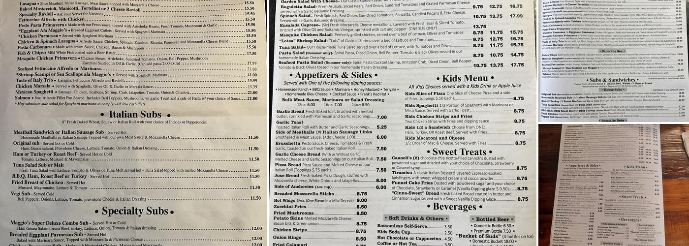 Maggio's Pizza Menu