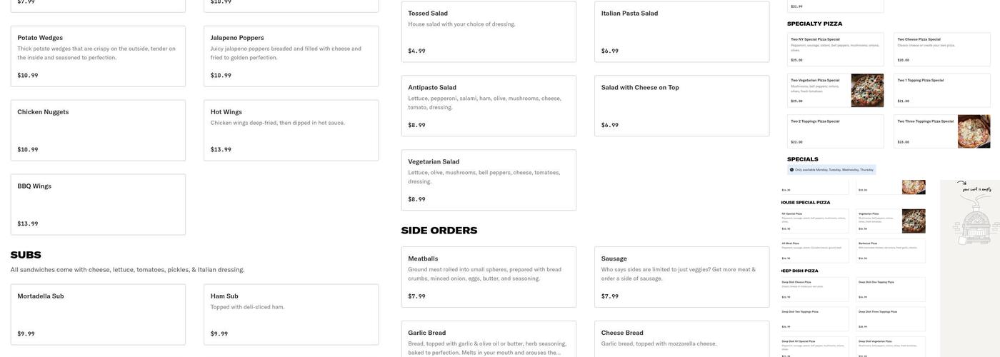 New York Pizzeria Menu