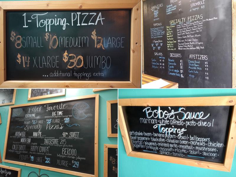 Bobo's Pizza Menu