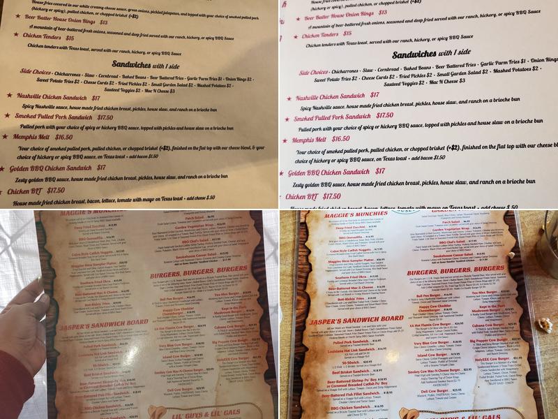 Jasper's Barbeque Menu