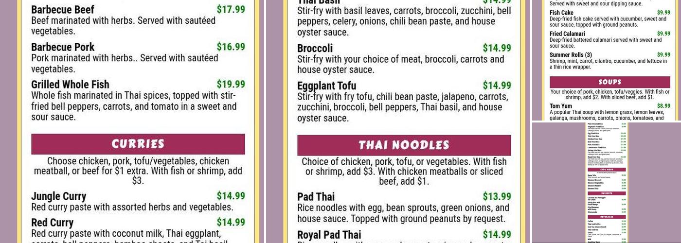 Royal Thai Bistro Menu