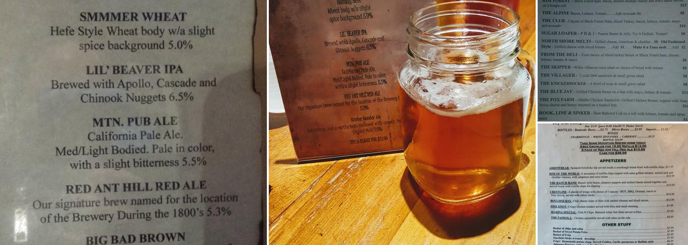 Big Bear Mountain Brewery Menu