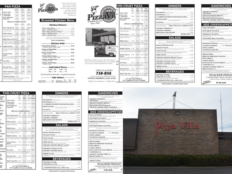 Pizza Villa Menu