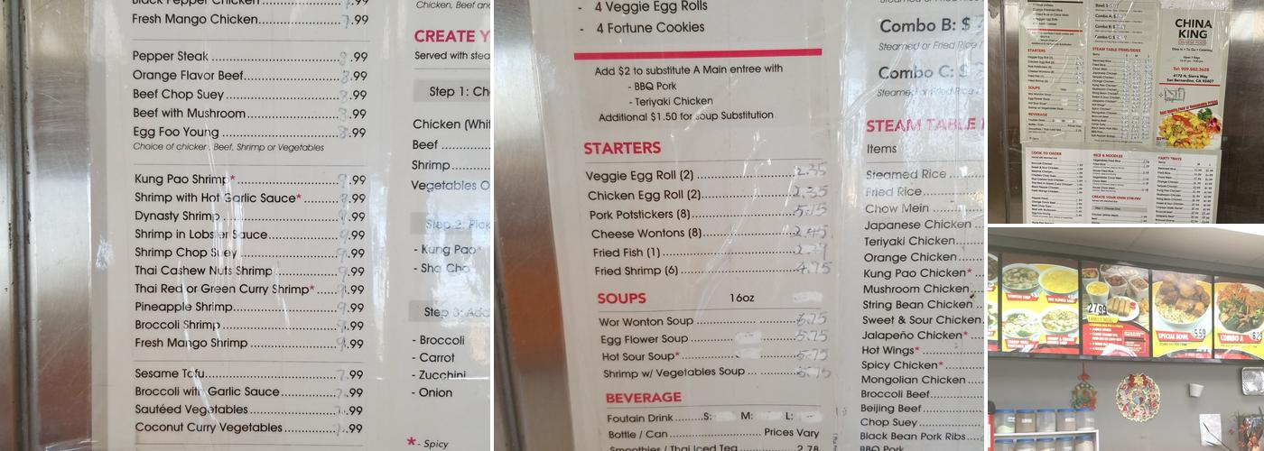 China King Menu