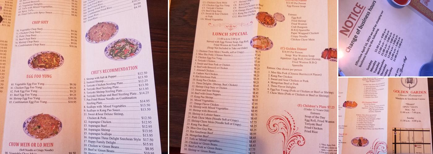 Golden Garden Restaurant Menu