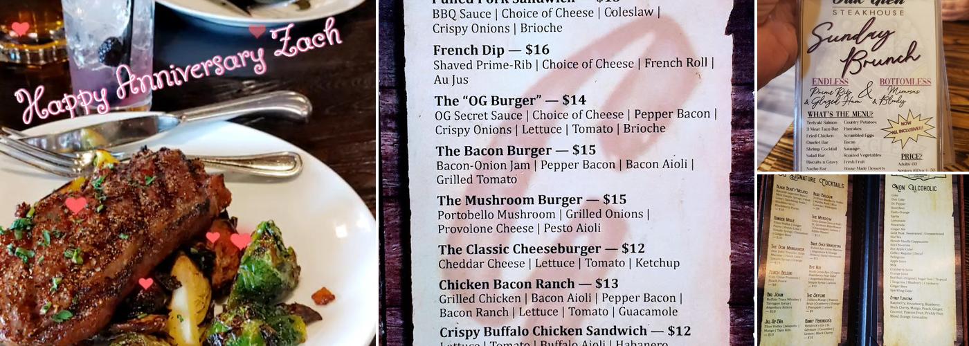Oak Glen Steak House & Saloon Menu