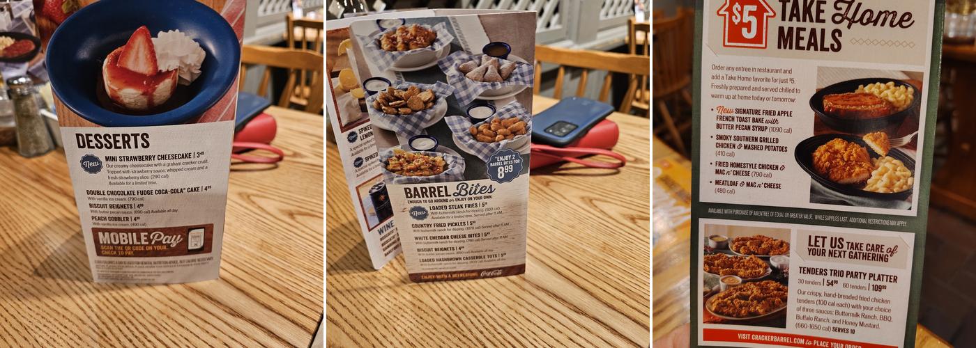 Cracker Barrel Old Country Store Menu