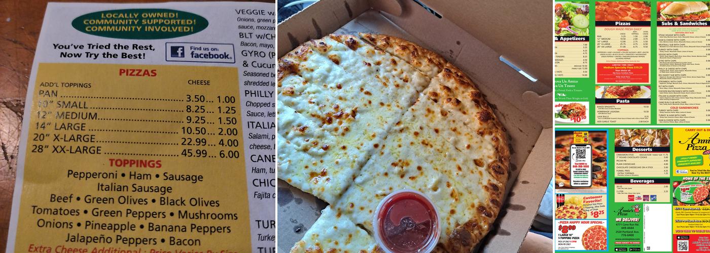 Annie's Pizza Menu