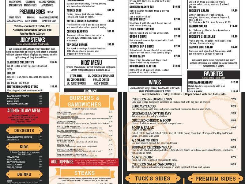 Tucker's American Favorites Menu