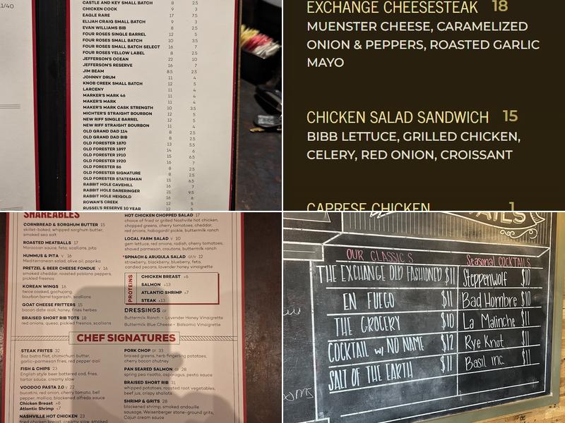 The Exchange Pub + Kitchen Menu