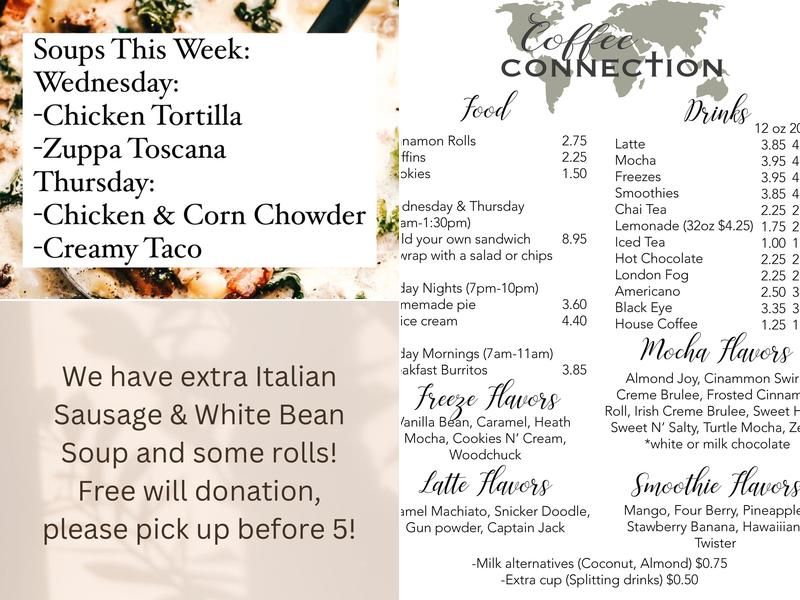 Coffee Connection Menu
