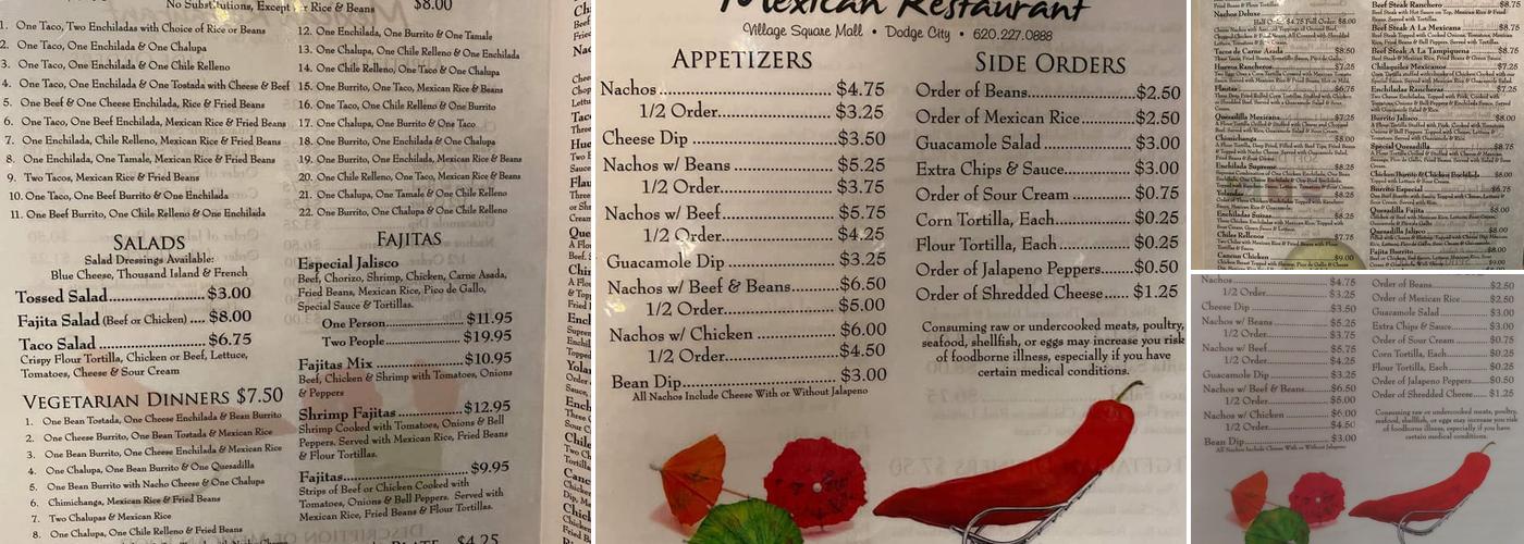 Jalisco Mexican Restaurant Menu
