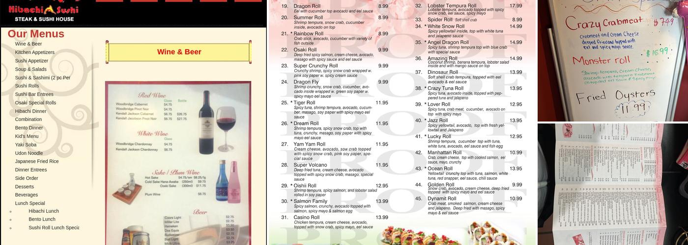 Osaki Sushi and Steakhouse Menu