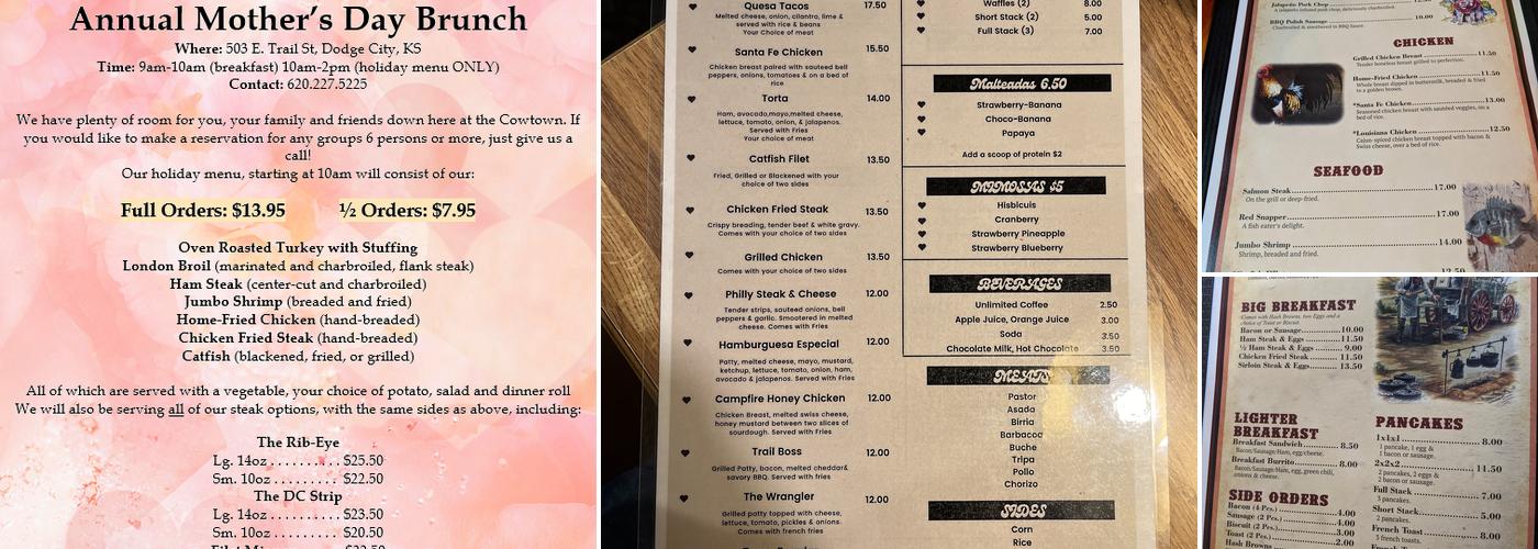 Casey's Cowtown Club Menu