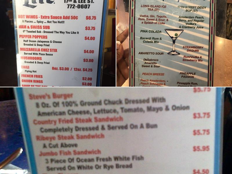 Steve's Bar & Grill Menu