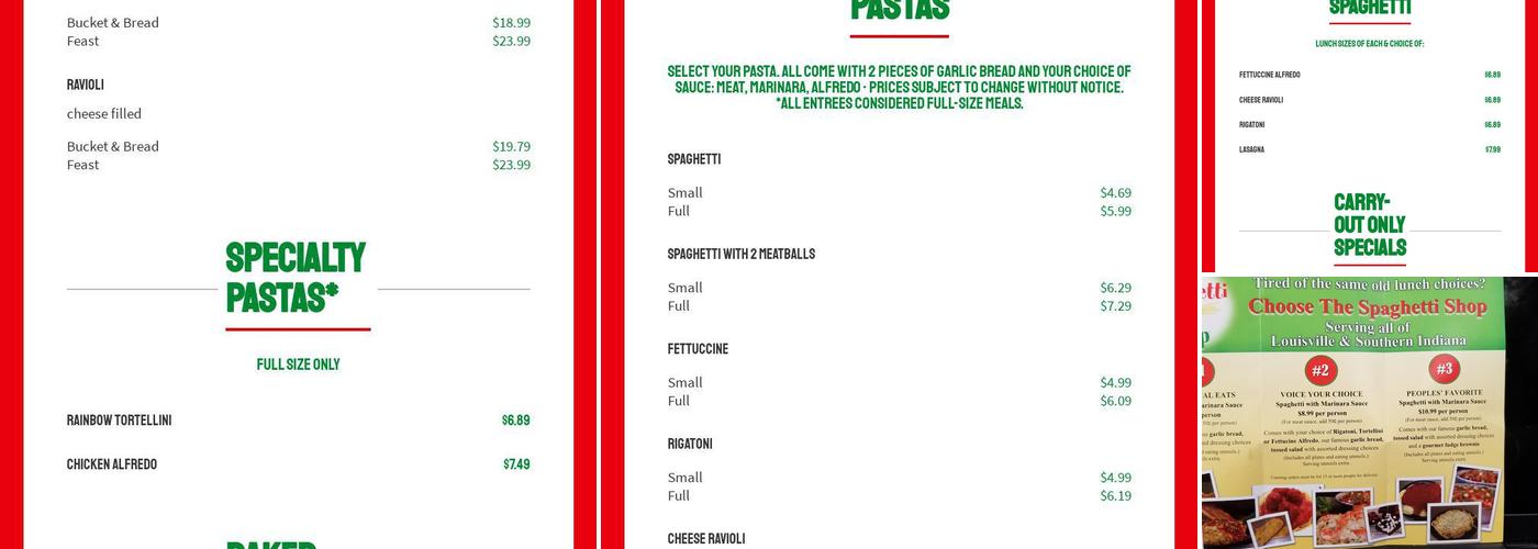 The Spaghetti Junction Menu