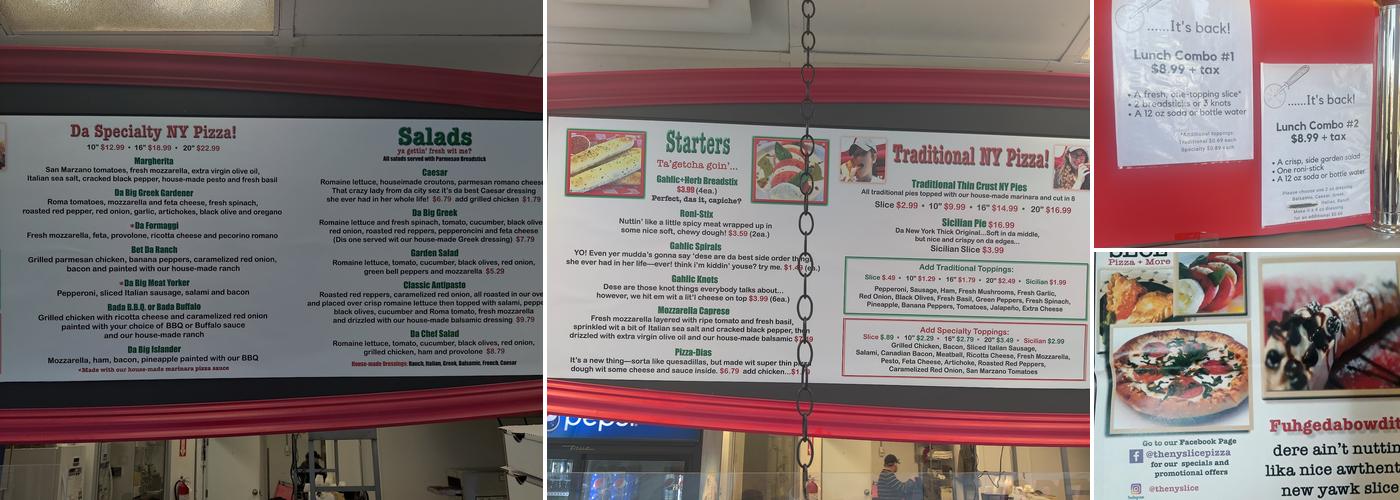 The NY Slice Menu