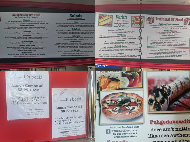 The NY Slice Menu