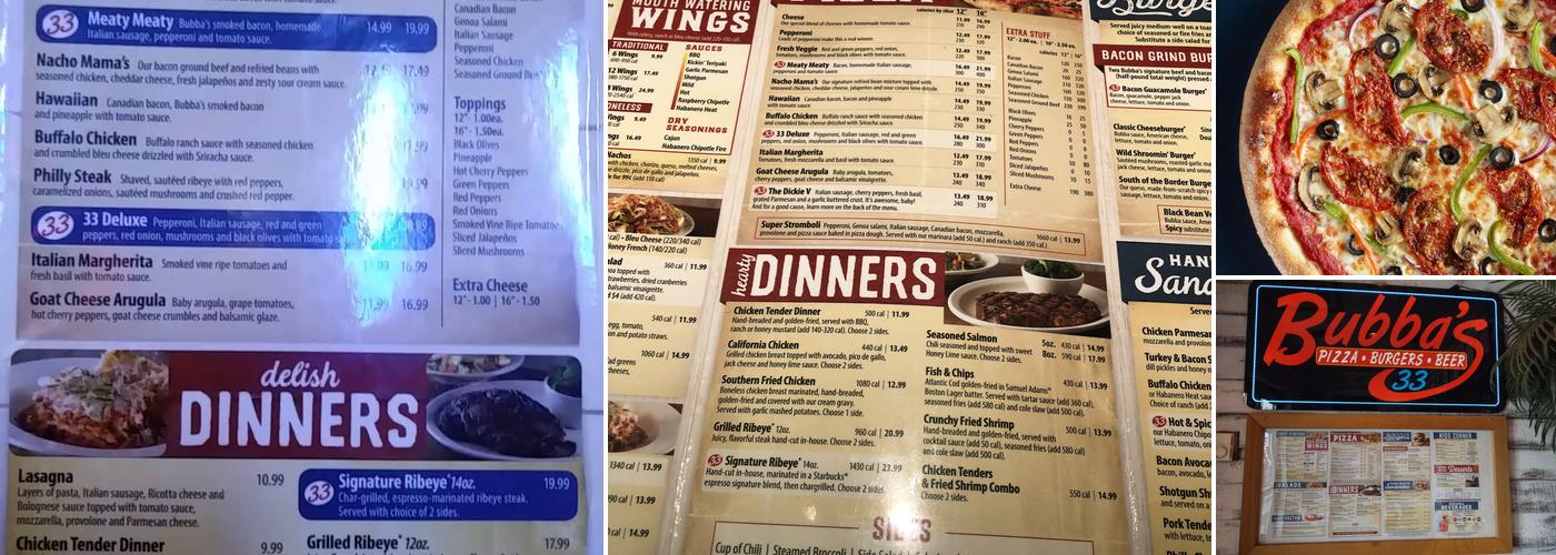 Bubba's 33 Menu