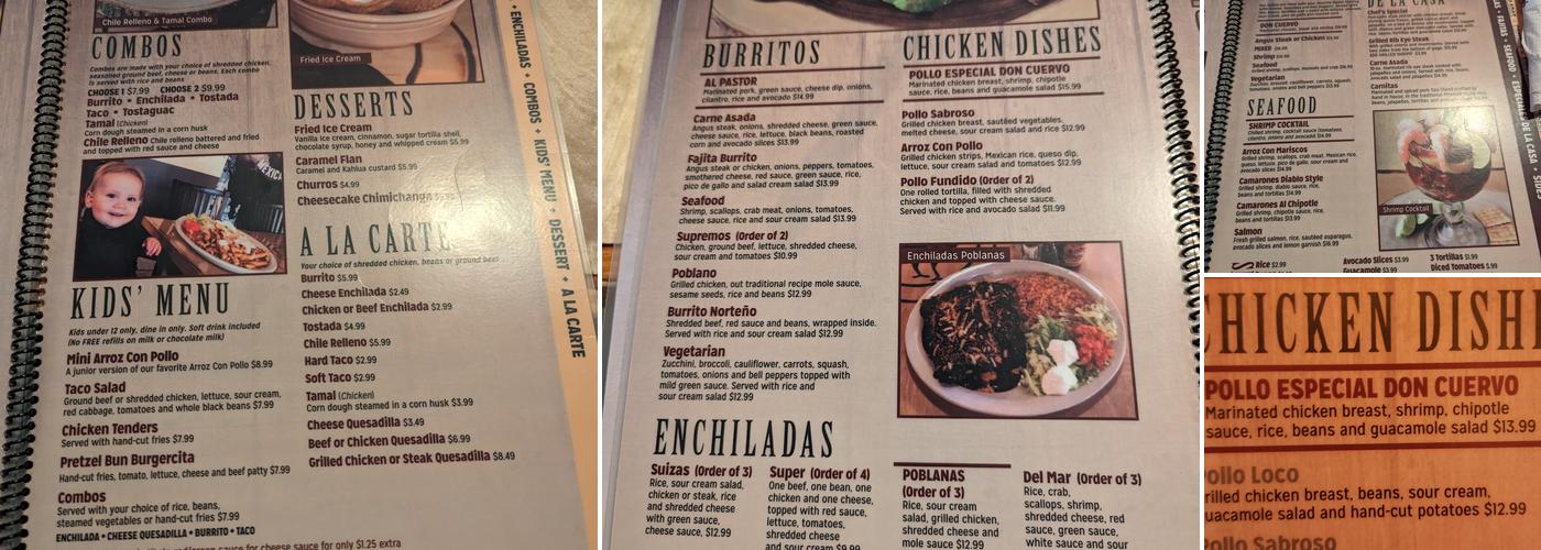 Don Cuervo Menu