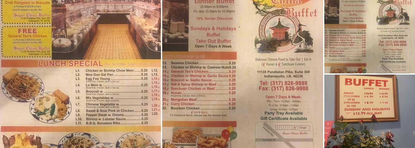 Super China Buffet Menu