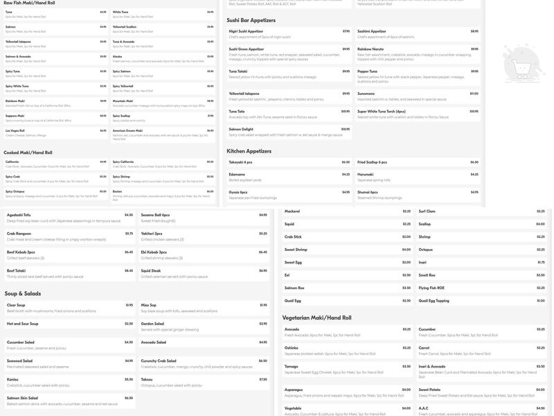 Sushi Grove Menu
