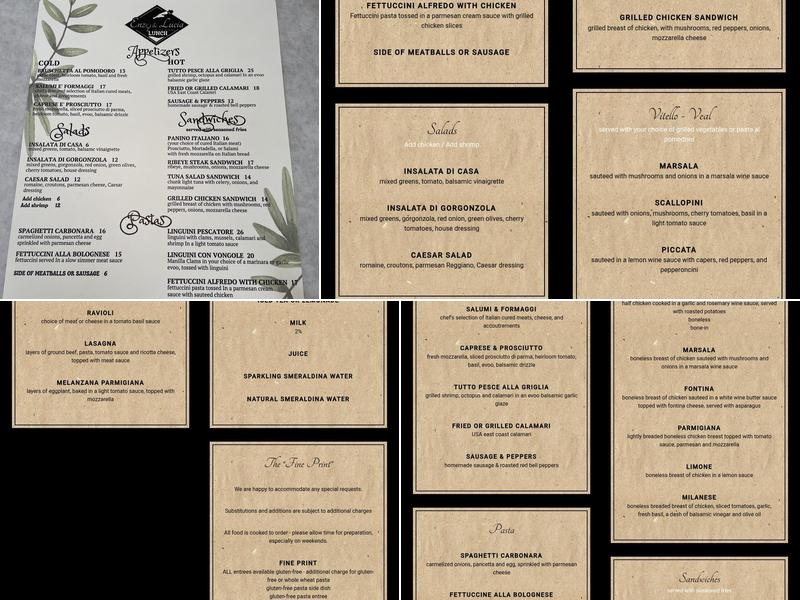 Enzo & Lucia Ristorante Menu