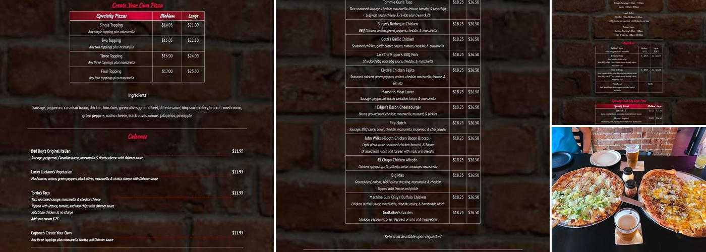 Bad Boy'z Pizza & Pub Menu