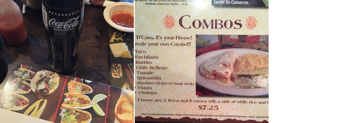 D'Casa Rancho Grill Menu