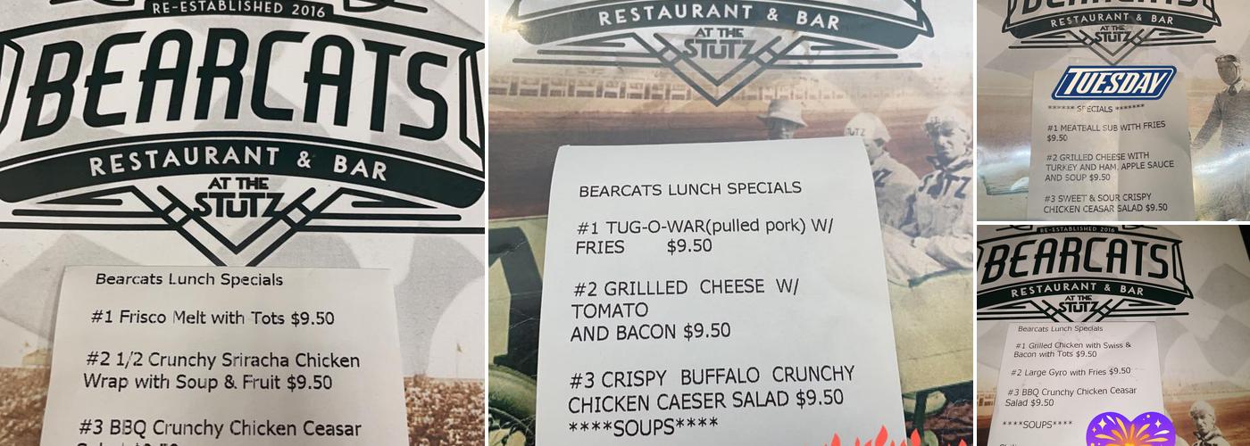 Bearcats Bar & Grill Restaurant Menu