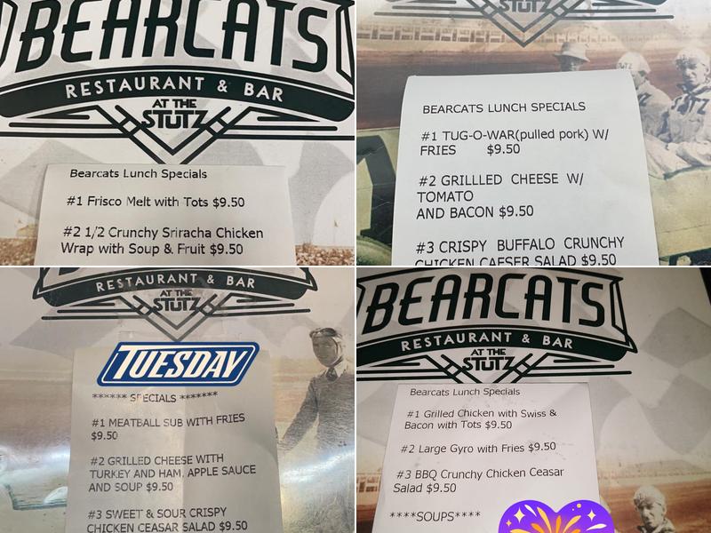 Bearcats Bar & Grill Restaurant Menu