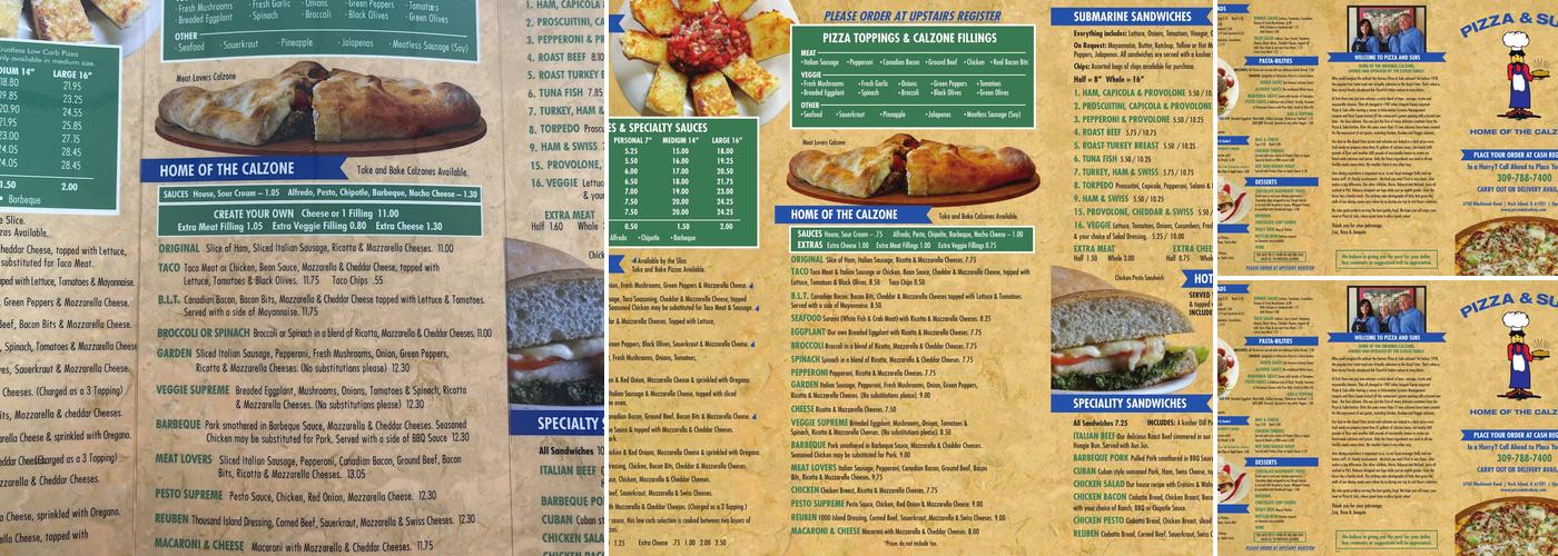 Pizza & Subs Menu